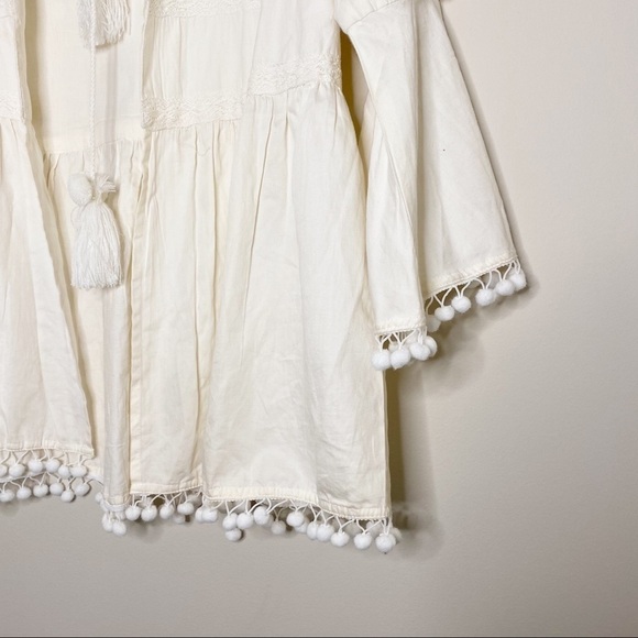 NEW Artisan Boho Tunic Top Mirror Pom Pom Work - M - Picture 6 of 6